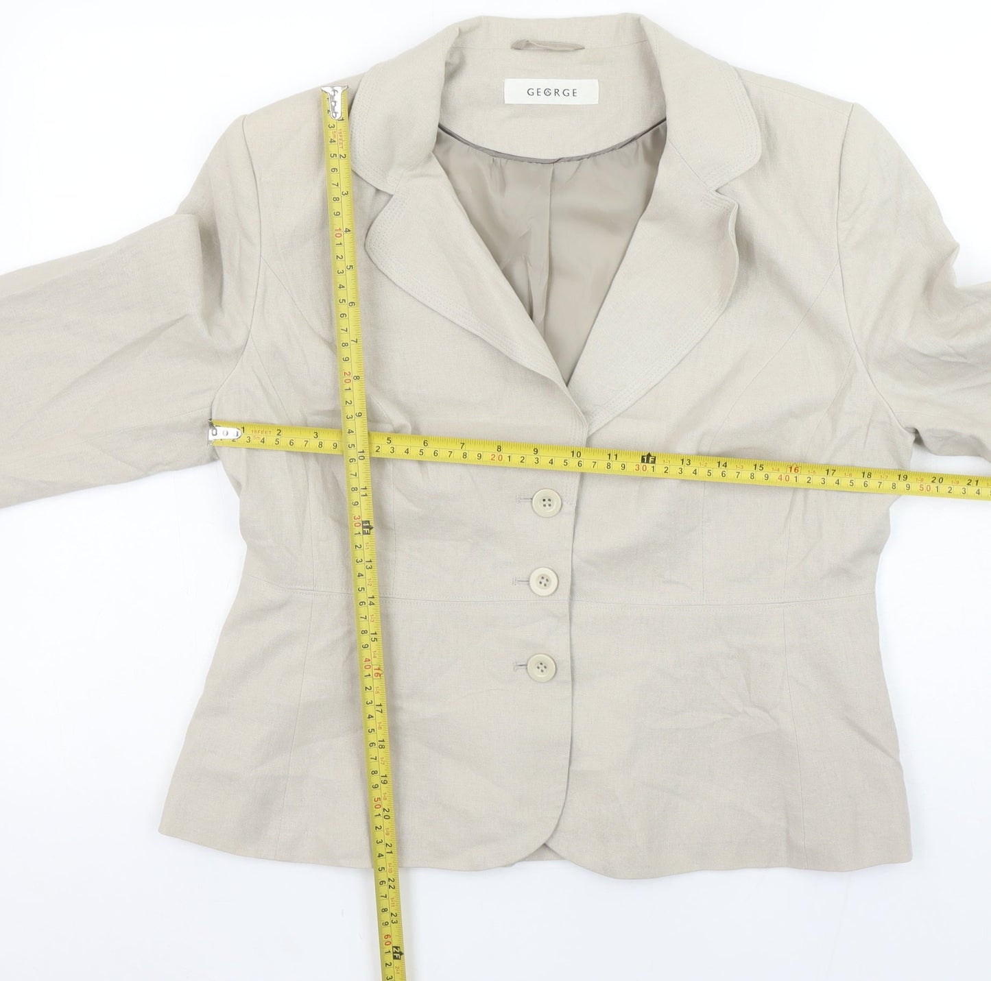 Womens UK Size 16 George Petites Beige Blazer