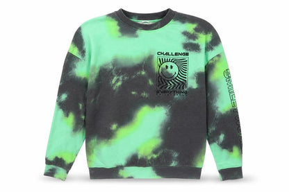 H&M Girls Multicoloured Tie Dye Smiley World Pullover Sweatshirt 14Y