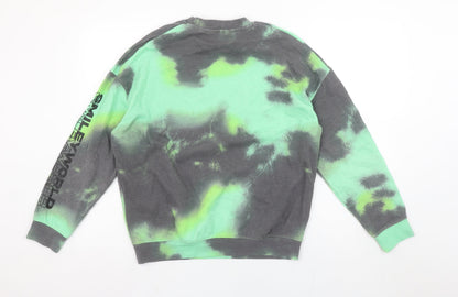 H&M Girls Multicoloured Tie Dye Smiley World Pullover Sweatshirt 14Y
