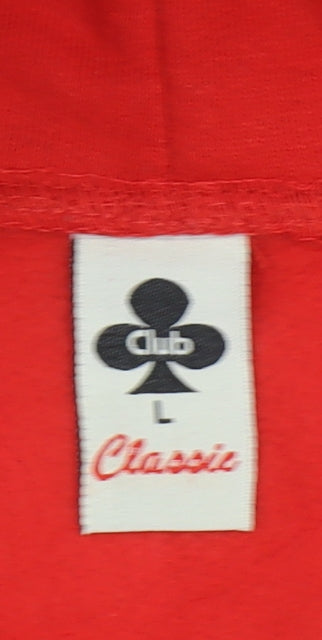 Mens UK Size L Club Classic Red Pullover Hoodie