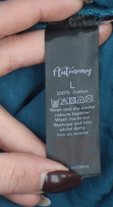Womens UK Size L Autonomy Blue Basic T-Shirt