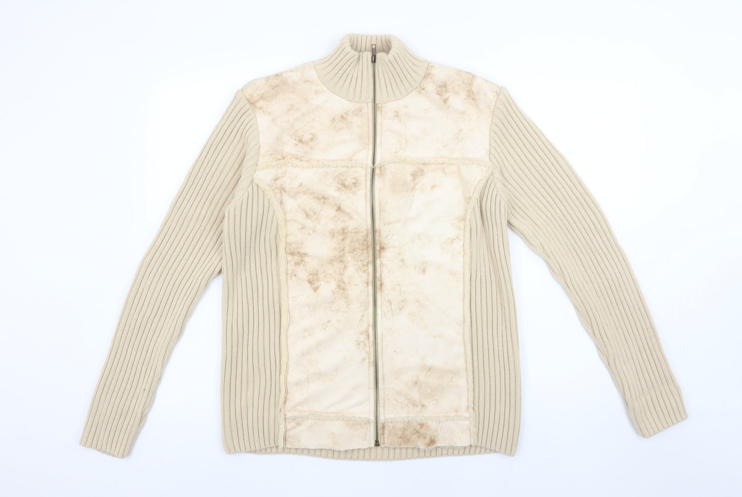 Womens UK Size L Paco Collection Beige Full Zip Jumper