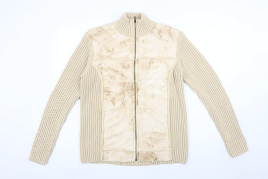 Womens UK Size L Paco Collection Beige Full Zip Jumper