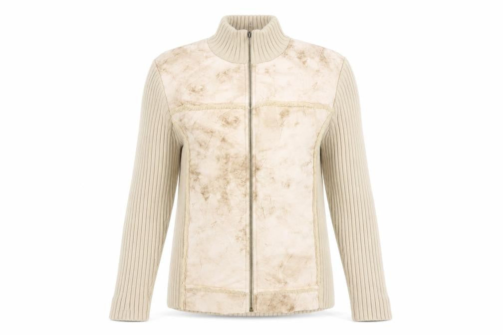 Womens UK Size L Paco Collection Beige Full Zip Jumper