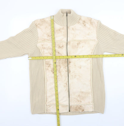 Womens UK Size L Paco Collection Beige Full Zip Jumper