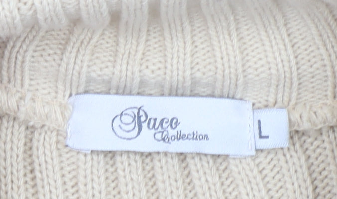 Womens UK Size L Paco Collection Beige Full Zip Jumper