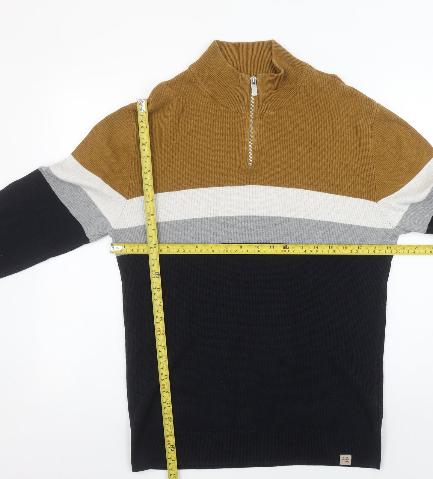 Mens UK Size L NEXT Multicoloured 1/2 Zip Jumper