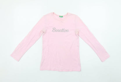 Girls UK Size 8-9 Years United Colors of Benetton Pink Basic T-Shirt