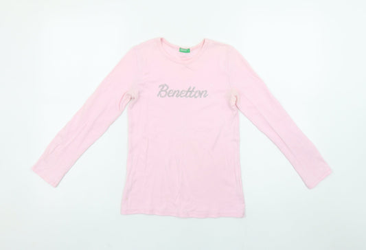 Girls UK Size 8-9 Years United Colors of Benetton Pink Basic T-Shirt