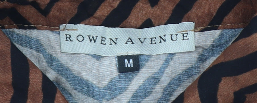 Womens UK Size M Rowen Avenue Brown Basic Button-Up