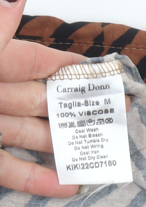 Womens UK Size M Rowen Avenue Brown Basic Button-Up