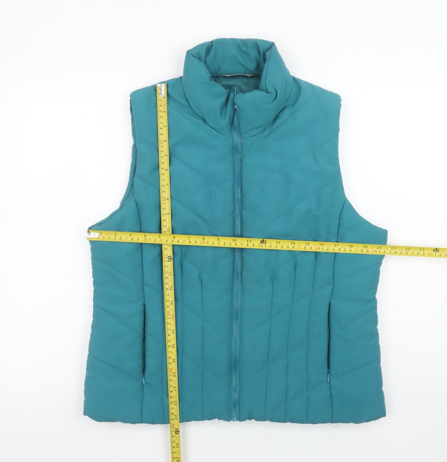 Womens UK Size 16 M&Co Green Quilted Coat