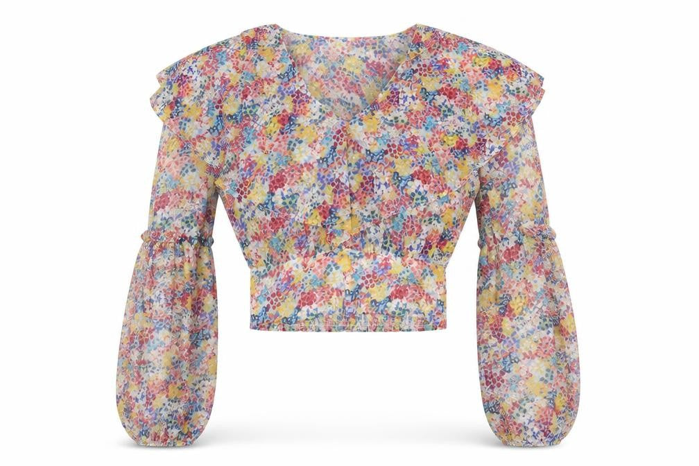 Womens UK Size S Zara Multicoloured Cropped Blouse
