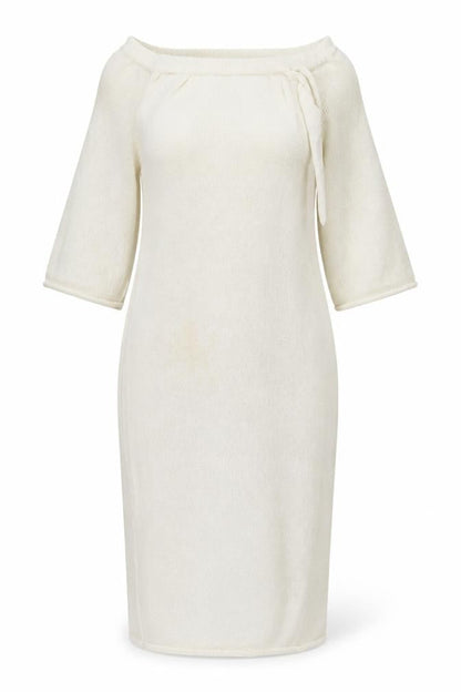 Boa Women Ivory Off Shoulder Knit Midi Bodycon Dress M