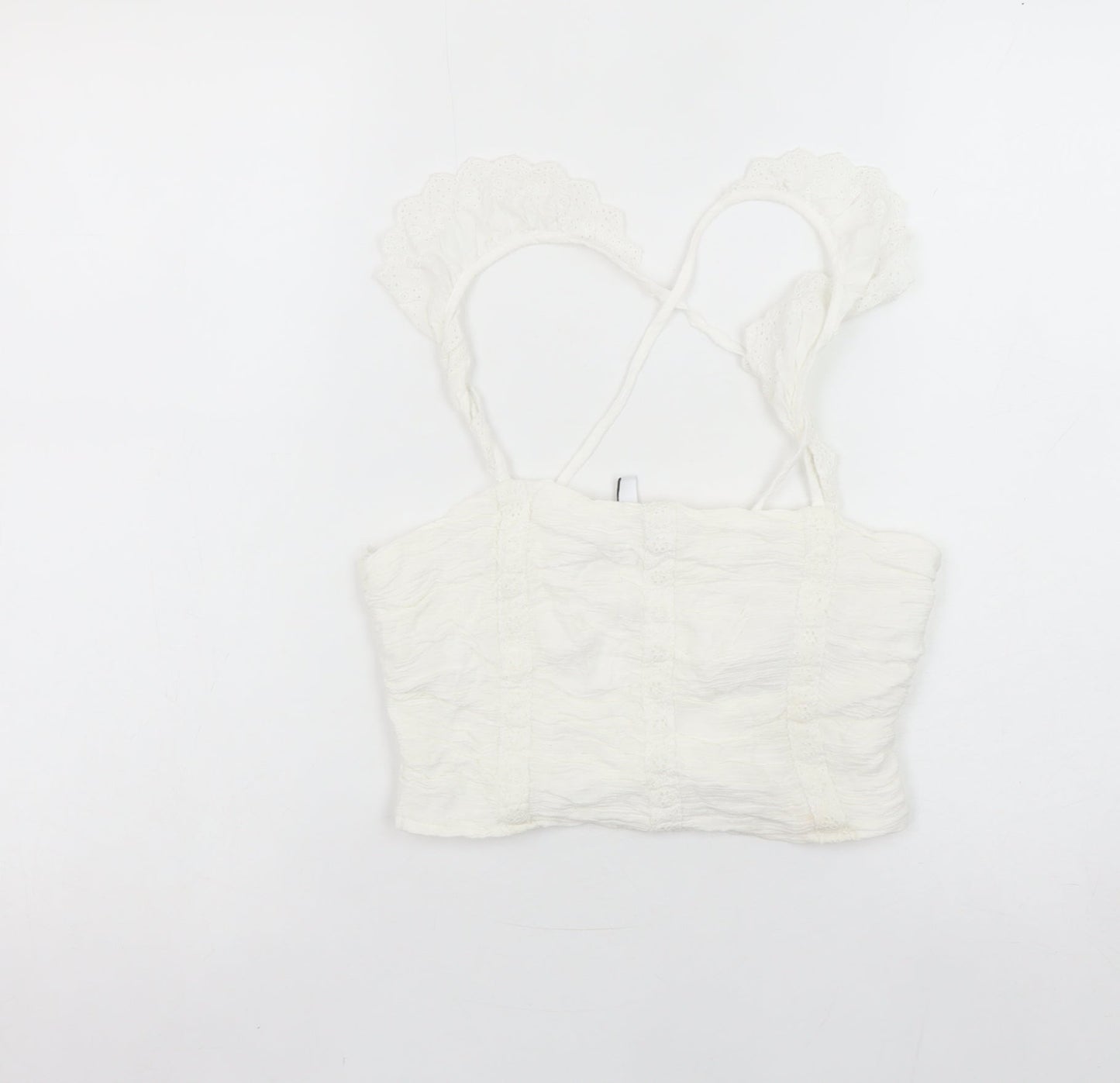Womens UK Size L Stradivarius White Camisole Tank
