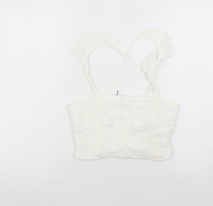 Womens UK Size L Stradivarius White Camisole Tank