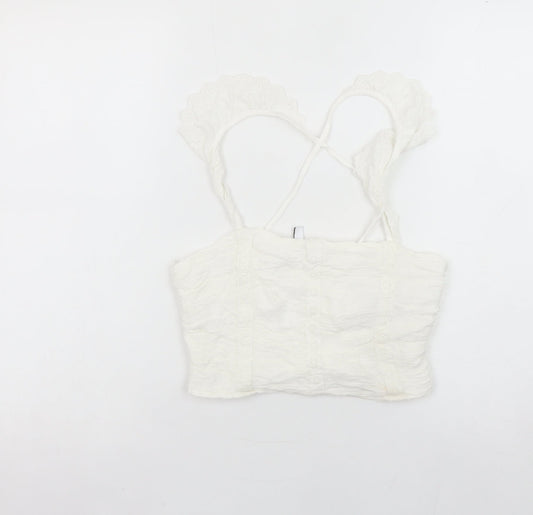 Womens UK Size L Stradivarius White Camisole Tank