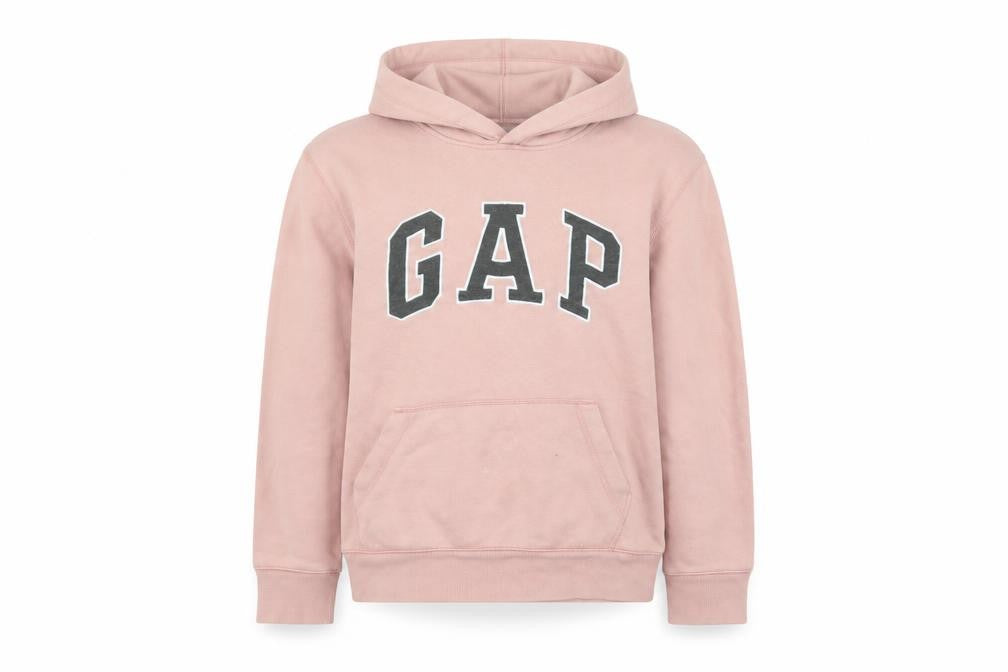 Gap Girls Pink Logo Pullover Hoodie 10-11 Years Fleece Cotton Blend