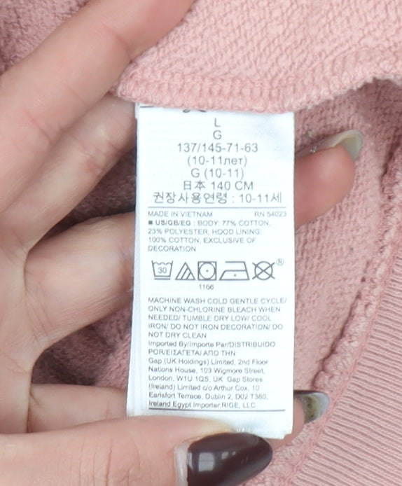 Girls UK Size 10-11 Years Gap Pink Pullover Hoodie
