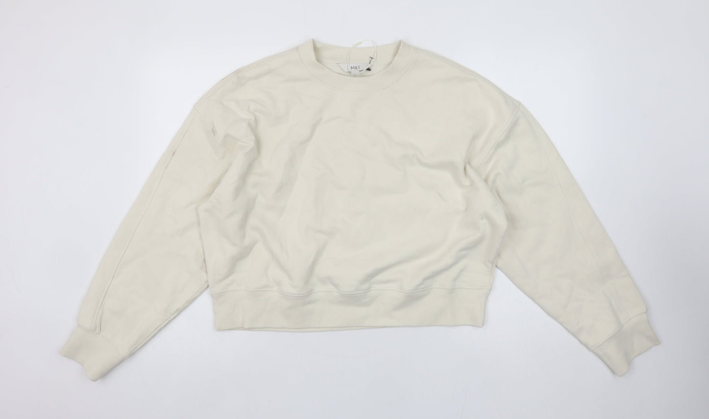 Womens UK Size M Marks and Spencer Ivory Pullover Sweatshirt