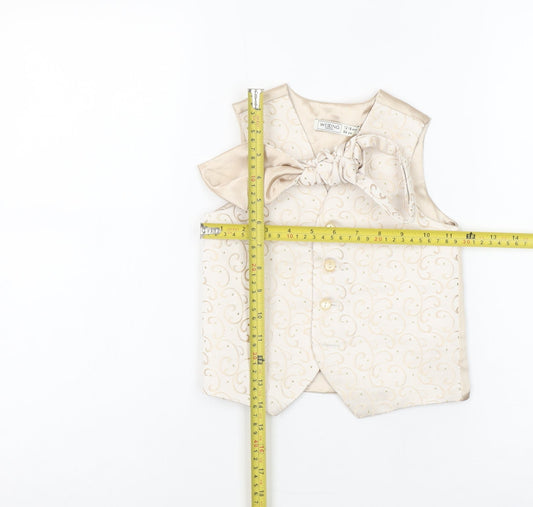 BHS Boys Beige Champagne Patterned Dress Vest Age 12-18 Months Formal Top