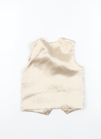 BHS Boys Beige Champagne Patterned Dress Vest Age 12-18 Months Formal Top