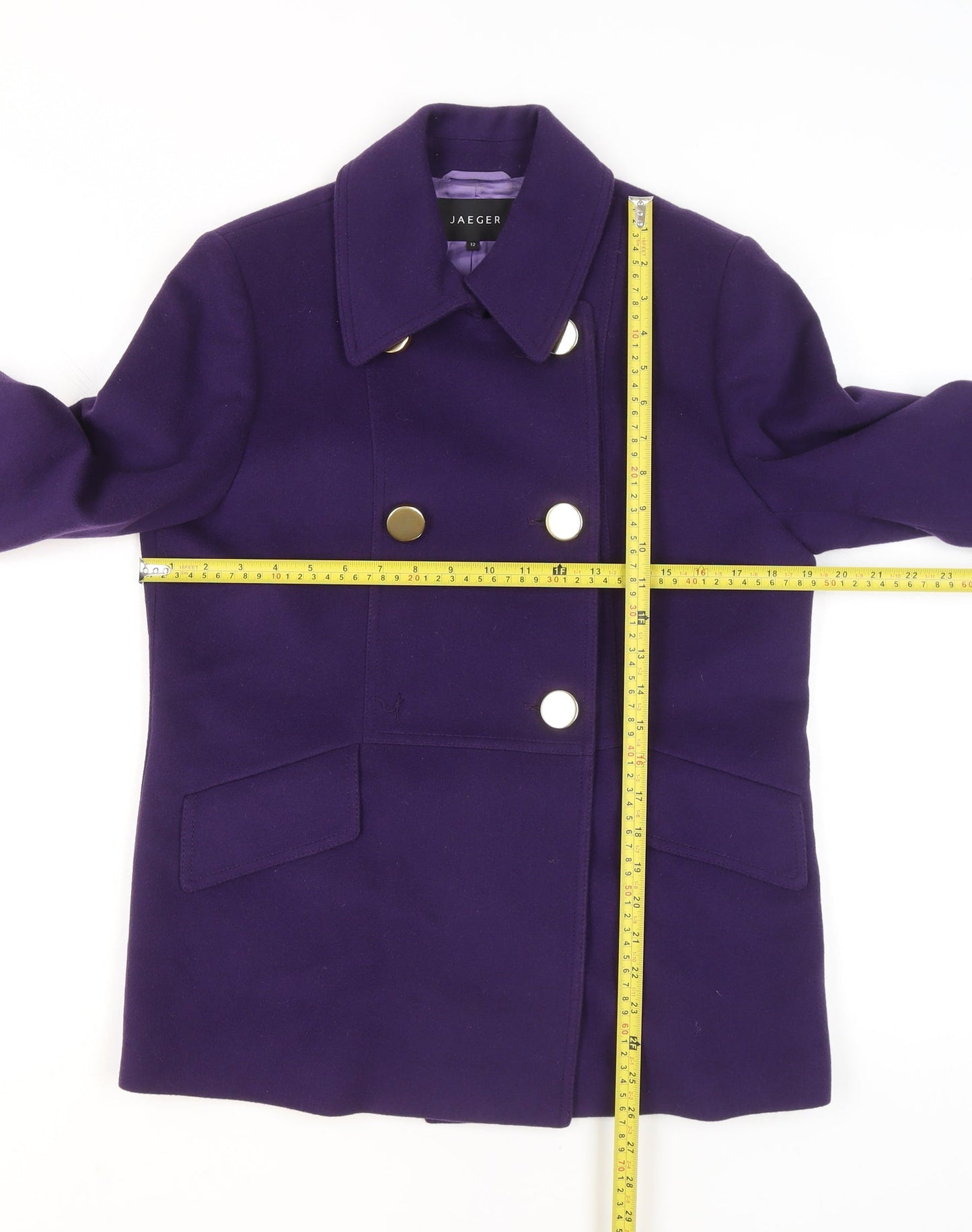 Womens UK Size 12 Jaeger Purple Pea Coat