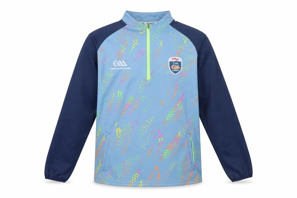Front view of Masita boys’ blue 1/4 zip long sleeve sports top 5 years