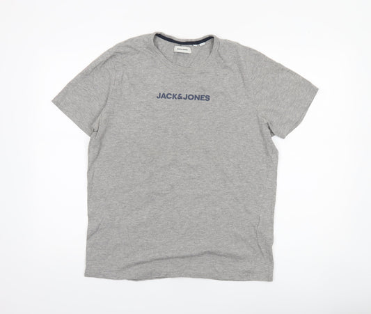 Mens UK Size L JACK & JONES Grey  T-Shirt