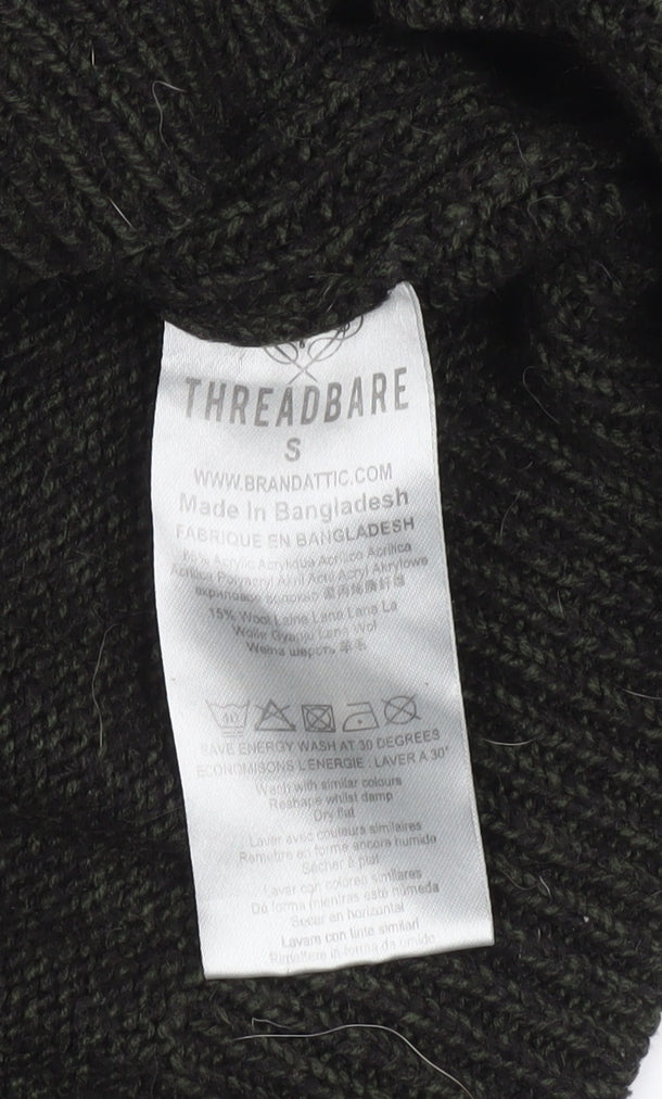 Mens UK Size S Threadbare Green Henley Jumper