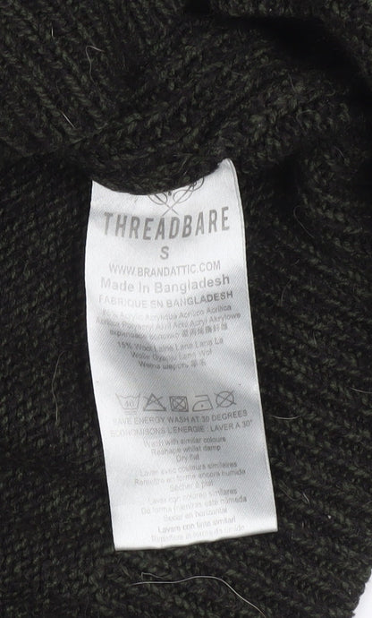 Mens UK Size S Threadbare Green Henley Jumper