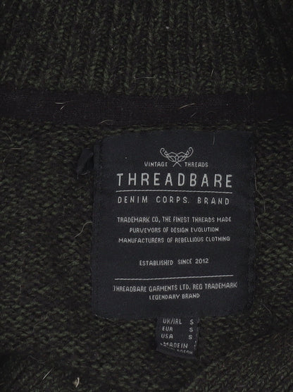 Mens UK Size S Threadbare Green Henley Jumper
