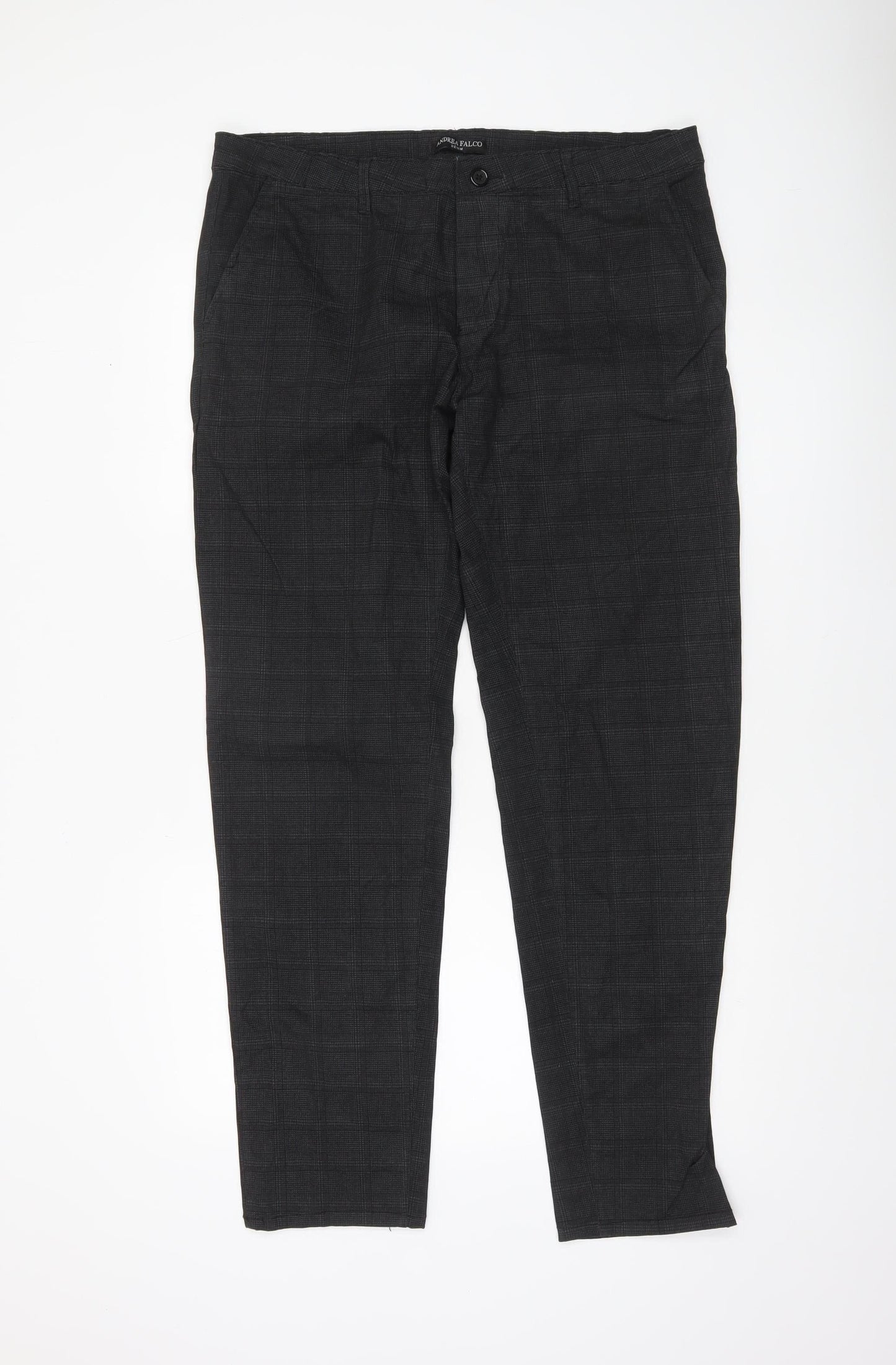 Mens UK Size 38 Andrea Falco Slim Fit Chino Black Trousers
