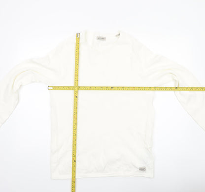 Jack & Jones Men's White Long Sleeve Regular Fit Cotton Top L