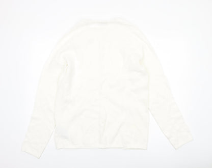 Jack & Jones Men's White Long Sleeve Regular Fit Cotton Top L