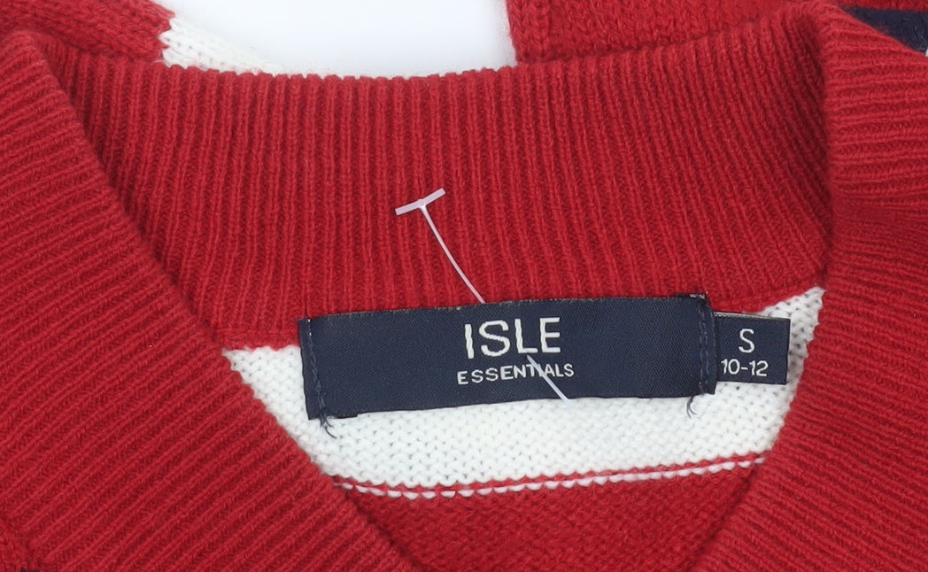 Womens UK Size S Isle Essentials Red Pullover Jumper
