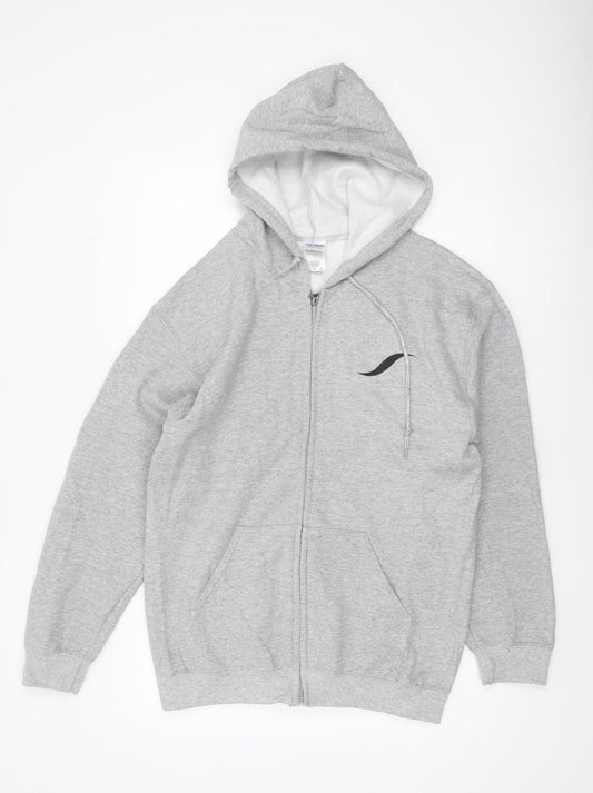 Mens UK Size M Gildan Grey Full Zip Hoodie