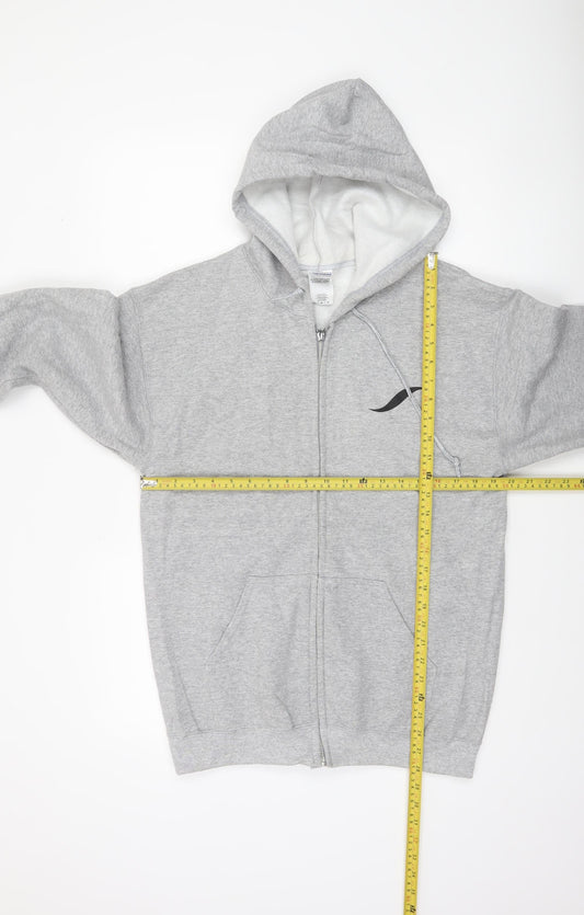 Mens UK Size M Gildan Grey Full Zip Hoodie