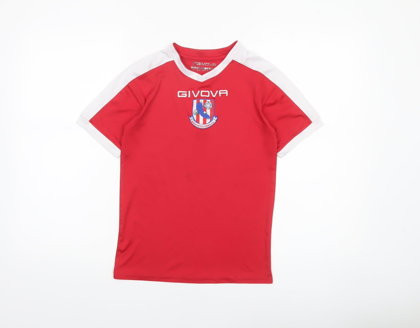 Givova Boys Red Short Sleeve Football Jersey T-Shirt 2XS Polyester Athletic Fit