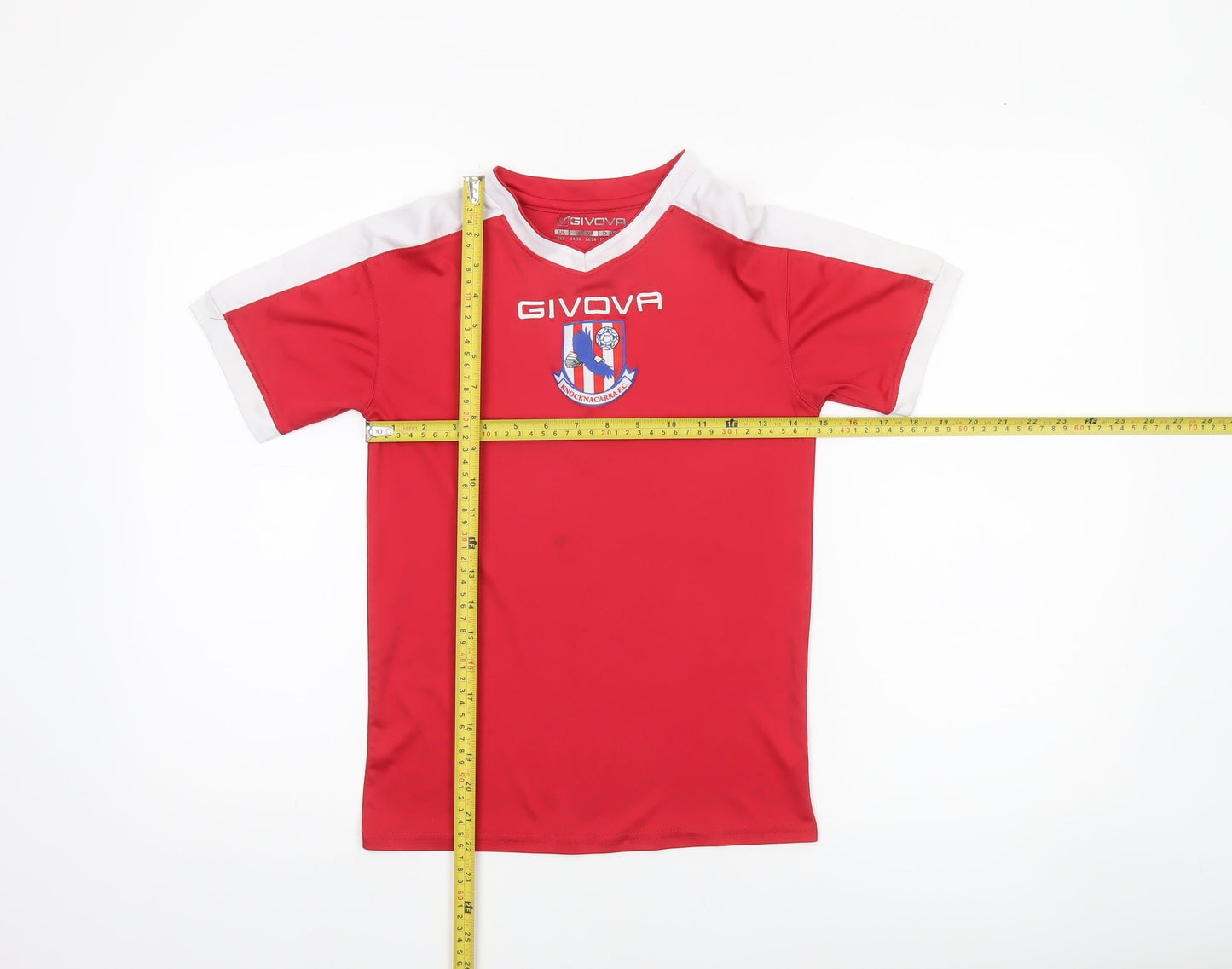 Givova Boys Red Short Sleeve Football Jersey T-Shirt 2XS Polyester Athletic Fit