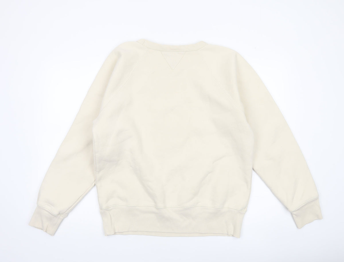 Gap Men Beige Graphic Pullover Sweatshirt M Regular Crew Neck
