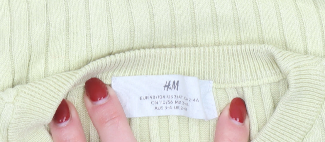Girls UK Size 2-4 Years H&M Yellow Pullover Jumper