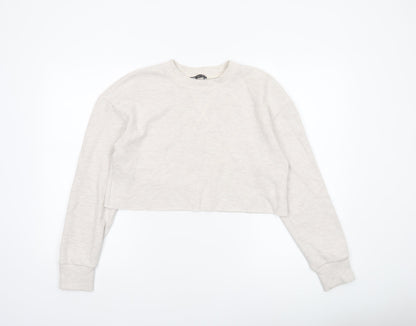 Womens UK Size S Zara Beige Cropped T-Shirt