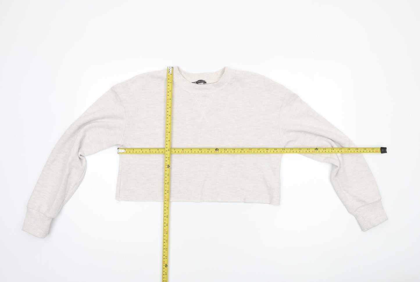 Womens UK Size S Zara Beige Cropped T-Shirt