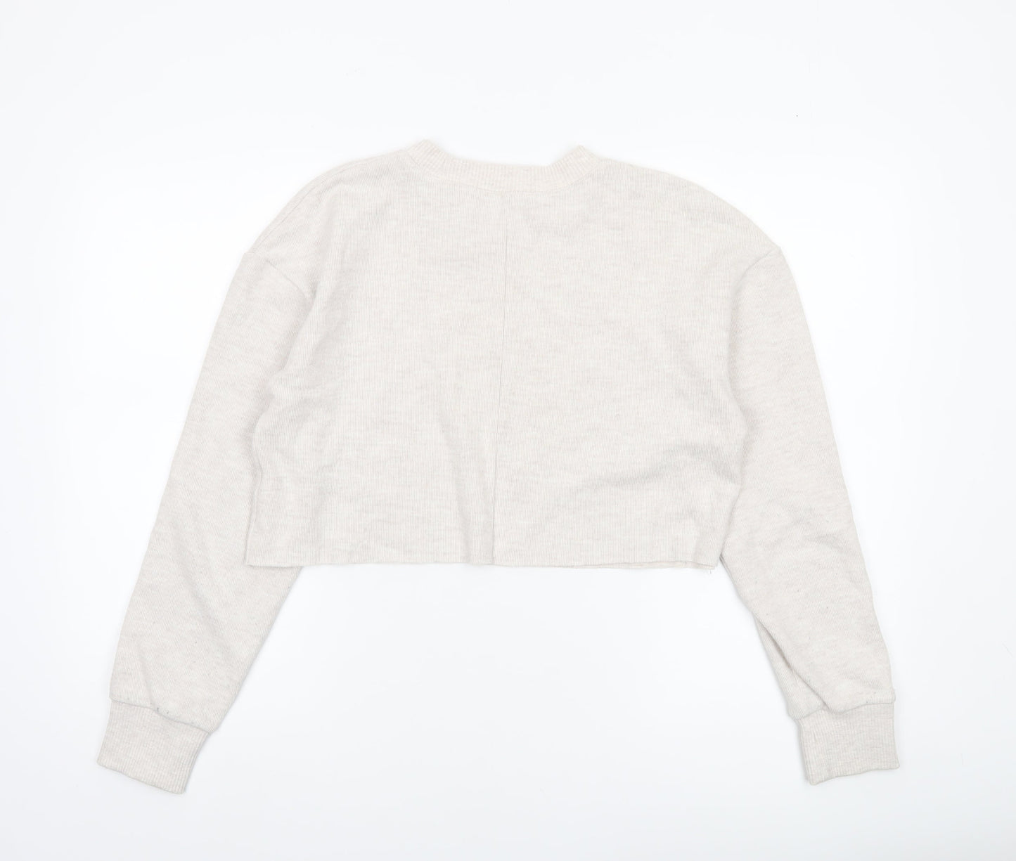 Womens UK Size S Zara Beige Cropped T-Shirt
