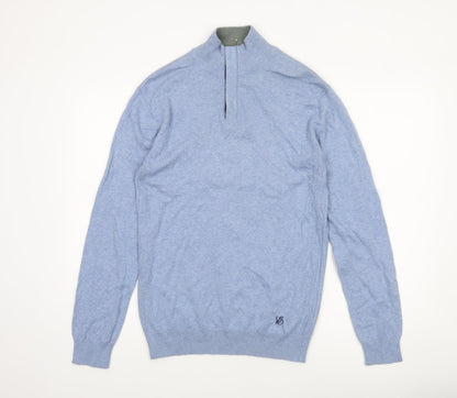 Mens UK Size S White Stuff Blue 1/4 Zip Jumper