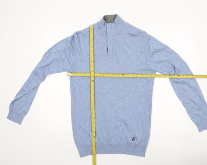 Mens UK Size S White Stuff Blue 1/4 Zip Jumper
