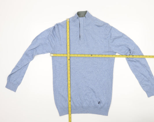 Mens UK Size S White Stuff Blue 1/4 Zip Jumper