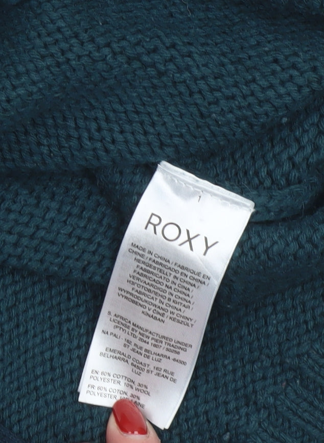 Womens UK Size XS ROXY Green Full Zip Jumper