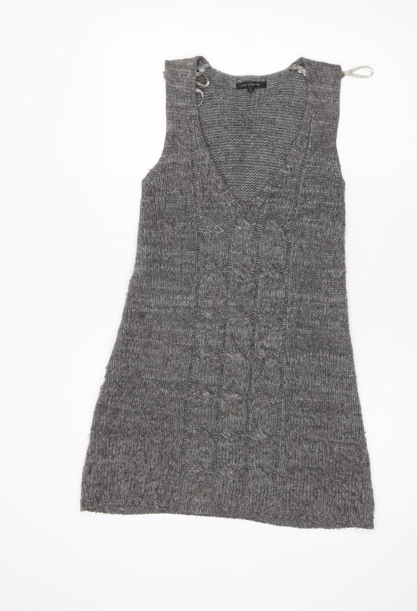 Womens UK Size 8 QED London Grey Vest Jumper